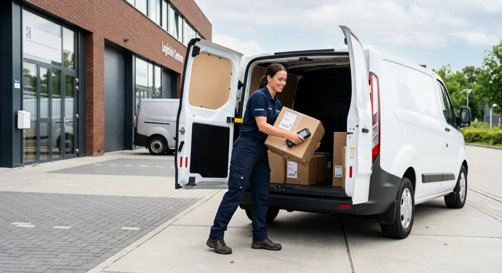 Een chauffeur van onze koerier op afroep levert een belangrijke spoedzending direct en persoonlijk af bij de klant.