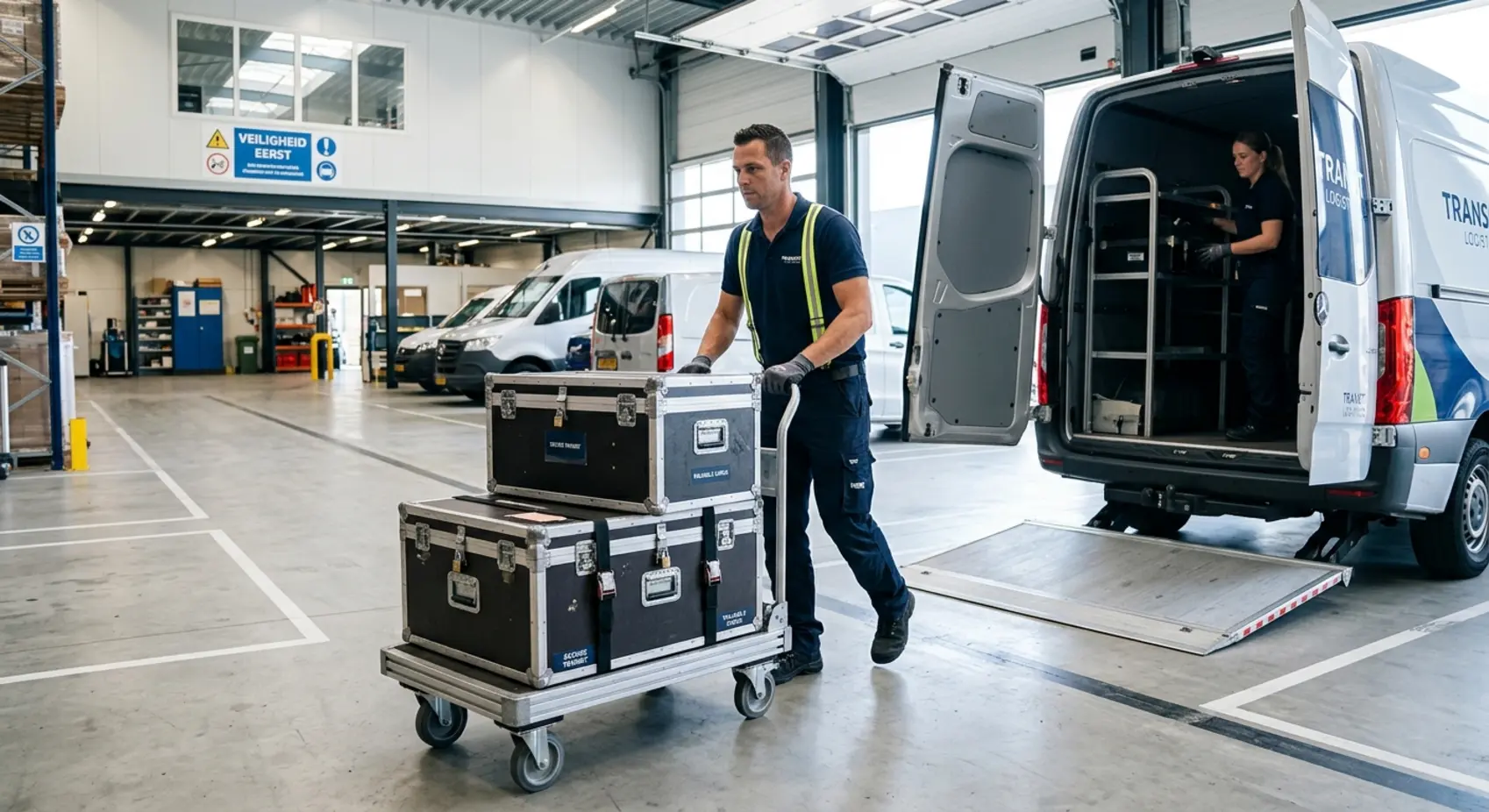 Een ervaren chauffeur gaat veilig en discreet waardevolle zendingen vervoeren in een neutrale bestelbus.